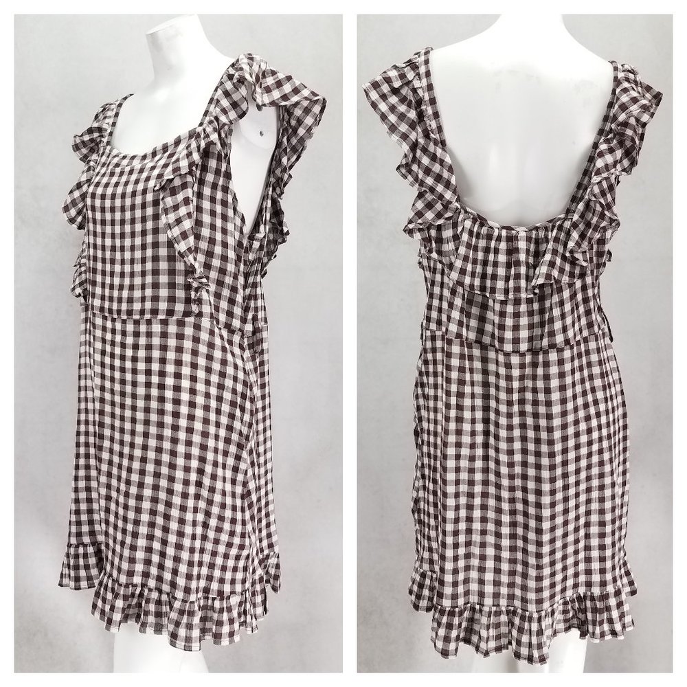NEW Topshop US 10 Gingham Check Ruffled Mini Dress